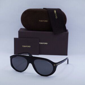 Tom Ford Rex 02 FT1001 01A Aviator Sunglasses - Black/Smoke